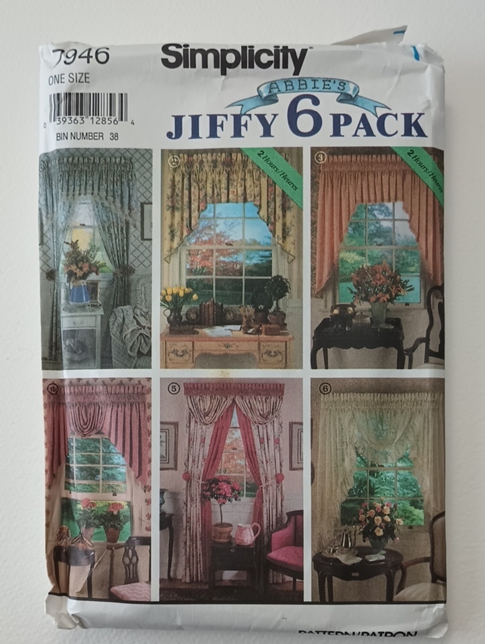 3/$15 VTG Simplicity 7946 Abbie's Jiffy 6 Pack Curtains Uncut 039363128564 ©1992